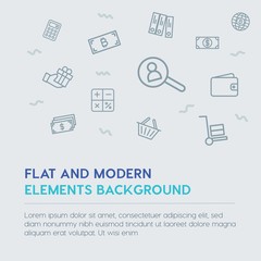 business, money, shopping outline vector icons and elements background concept on grey background...Multipurpose use on websites, presentations, brochures and more
