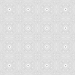 Thin lines. Black and white seamless patterned background. Vector illustration.