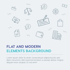 business, money, shopping outline vector icons and elements background concept on grey background...Multipurpose use on websites, presentations, brochures and more