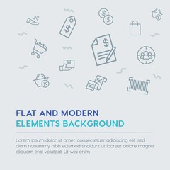business, money, shopping outline vector icons and elements background concept on grey background...Multipurpose use on websites, presentations, brochures and more