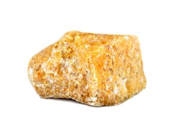 Macro shooting of natural gemstone. The raw mineral is opal, Madagascar. Isolated object on a white background.