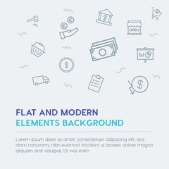 business, money, shopping outline vector icons and elements background concept on grey background...Multipurpose use on websites, presentations, brochures and more