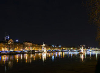 central old town lyon city riverside at night in france