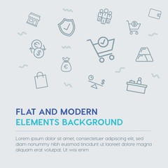 business, money, shopping outline vector icons and elements background concept on grey background...Multipurpose use on websites, presentations, brochures and more