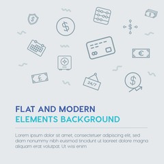 business, money, shopping outline vector icons and elements background concept on grey background...Multipurpose use on websites, presentations, brochures and more