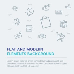 business, money, shopping outline vector icons and elements background concept on grey background...Multipurpose use on websites, presentations, brochures and more