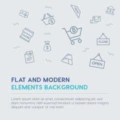 business, money, shopping outline vector icons and elements background concept on grey background...Multipurpose use on websites, presentations, brochures and more