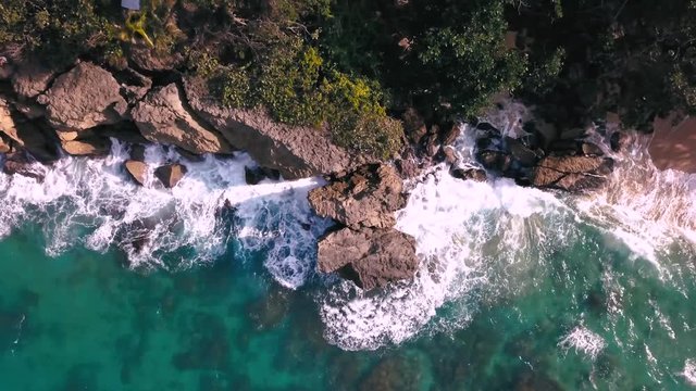 Overhead video of a beach in Puerto Rico
