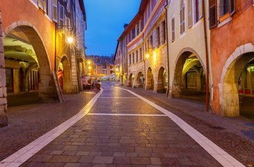 Annecy. Old city at night.