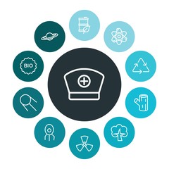Fototapeta premium health, science, nature Infographic Colorful outline Icons Set. Contains such Icons as texture, oil, nature, icon, hazard, technology, medical, forest and more. ..Fully Editable. Pixel Perfect