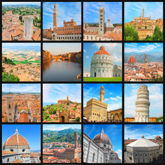 collage of photos of the main cities of Tuscany
