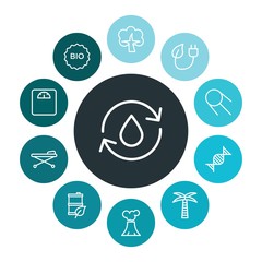 health, science, nature Infographic Colorful outline Icons Set. Contains such Icons as  electronic,  volcanic, space,  balance,  save,  volcano,  cell,  sign and more. ..Fully Editable. Pixel Perfect