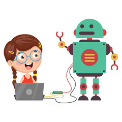 Vector Illustration Of Flat Robot © yusufdemirci