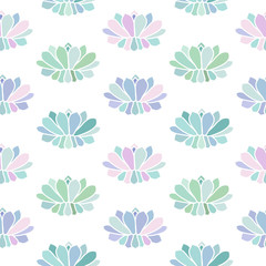 house plants pink purple blue green turquoise pastel succulent scandinavian style boho seamless pattern on a white background vector