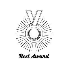 Medal symbol badge. Ribbon award.  illustration isolated on white