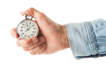 Analog stopwatch on white background