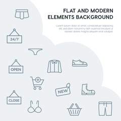 clothes, shopping outline vector icons and elements background concept on grey background...Multipurpose use on websites, presentations, brochures and more