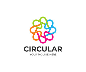 Abstract flower shape logo template. Colorful sphere vector design. Multicolor circle logotype