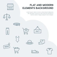 clothes, shopping outline vector icons and elements background concept on grey background...Multipurpose use on websites, presentations, brochures and more