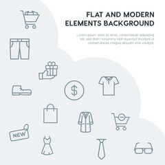 clothes, shopping outline vector icons and elements background concept on grey background...Multipurpose use on websites, presentations, brochures and more
