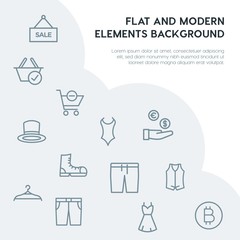 clothes, shopping outline vector icons and elements background concept on grey background...Multipurpose use on websites, presentations, brochures and more