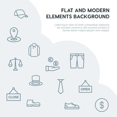 clothes, shopping outline vector icons and elements background concept on grey background...Multipurpose use on websites, presentations, brochures and more