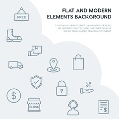 clothes, shopping outline vector icons and elements background concept on grey background...Multipurpose use on websites, presentations, brochures and more