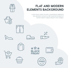 clothes, shopping outline vector icons and elements background concept on grey background...Multipurpose use on websites, presentations, brochures and more