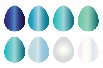 eight Easter eggs in blue shades vector set