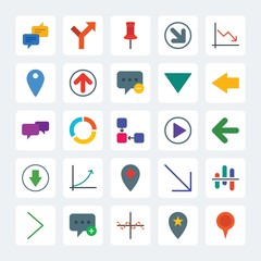 Modern Simple Set of location, arrows, charts, chat and messenger Vector flat Icons. .Contains such Icons as  double,  message, delete,  new and more on gray background. Fully Editable. Pixel Perfect