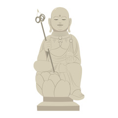 Grey stone Japanese Shinto religion statue on Buddhism sanctuary shrine