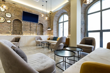 Hotel lobby lounge cafe interior