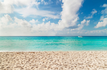 Beach of Caribbean Sea at sunrise