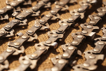 Old Chainsaw Chains Close Up