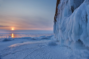 Russia. Lake Baikal. Winter Sunrise