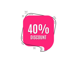40% Discount. Sale offer price sign. Special offer symbol. Speech bubble tag. Trendy graphic design element. Vector