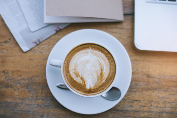 Cup of coffee with beautiful Latte art