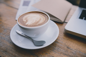 Cup of coffee with beautiful Latte art