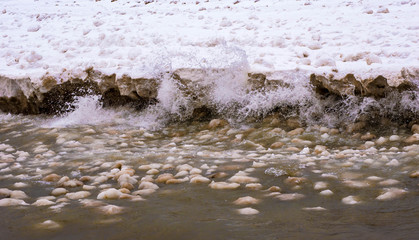 An angry Lake Huron after an April snowstorm