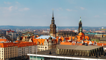 Fototapeta na wymiar View from top on Dresden city, Germany. Day foto.