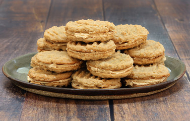 Peanut Butter and Oatmeal cookies filled with peanut butter cream.