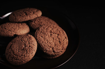 oatmeal cookies black table plate