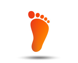 Child footprint sign icon. Toddler barefoot symbol. Blurred gradient design element. Vivid graphic flat icon. Vector