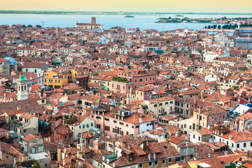 Fototapeta na wymiar Venice cityscape - view from Campanile di San Marco. UNESCO World Heritage Site.