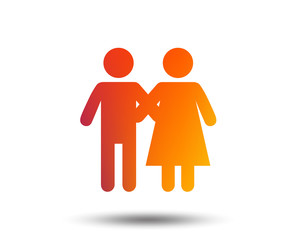 Couple icon. Young family symbol. Family insurance. Blurred gradient design element. Vivid graphic flat icon. Vector