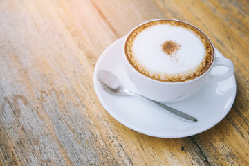 hot latte coffee in cafe