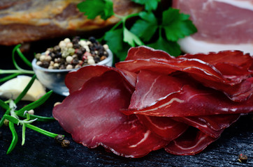 smoked meat on table