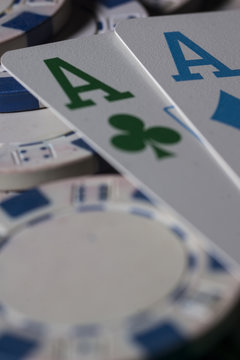 Poker chips and cards. High resolution image for gambling industry.