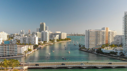 Aerial view of Venetian Way and Miami Beach, Florida