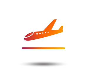 Plane landing icon. Airplane transport symbol. Blurred gradient design element. Vivid graphic flat icon. Vector